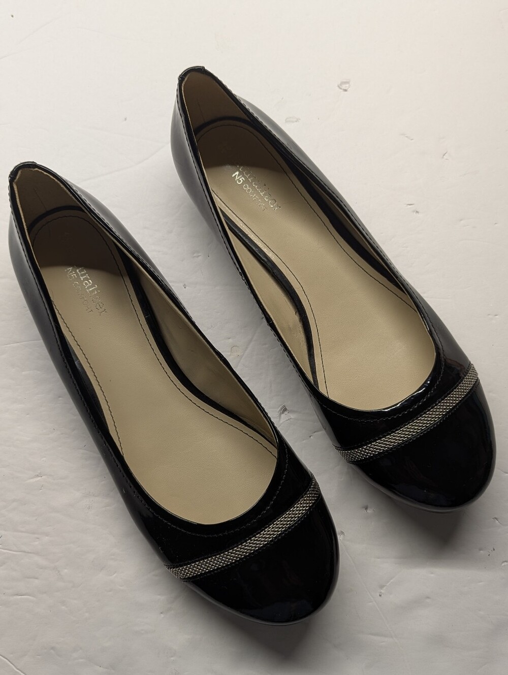 Naturalizer N5 comfort Cushioning Black Patent Ballet Flats Sz 10W